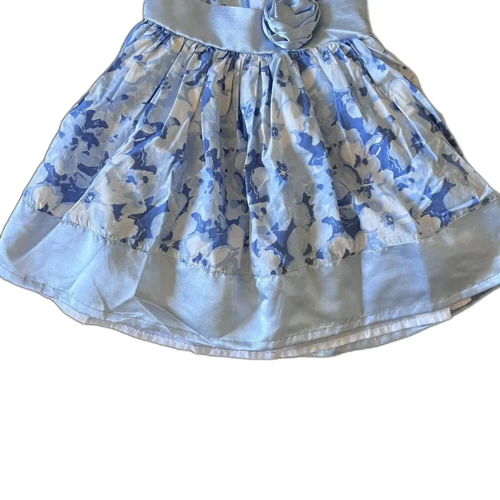 Gymboree 18-24M Blue Watercolor Floral Rosette Party Dress